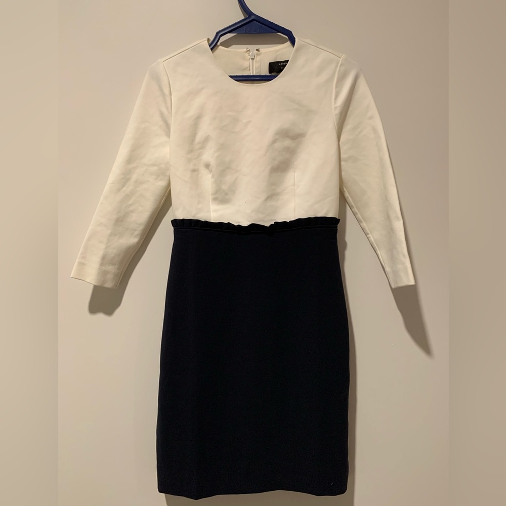J. Crew White Top Navy Pencil Dress